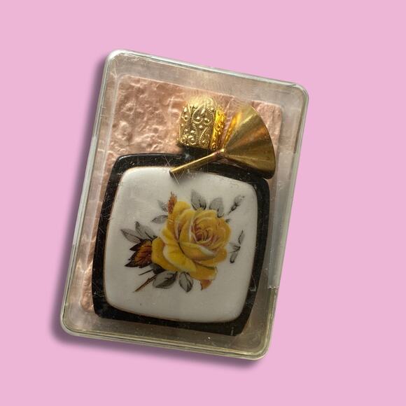 Austrian Pompadour Vintage Perfume Bottle Porcelain Hand Painted with Flowers - Picture 3 of 5